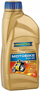 RAVENOL Моторное масло Motobike 4-T Mineral 20W-50 (1л) new