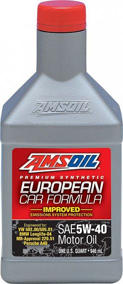 AMSOIL European Car Formula Mid-SAPS Synthetic Motor Oil SAE 5W-40 - полностью синтетическое моторно