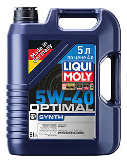 LiquiMoly НС-синт. мот.масло Optimal Synth 5W40 CF/SN A3/B4 (5л)